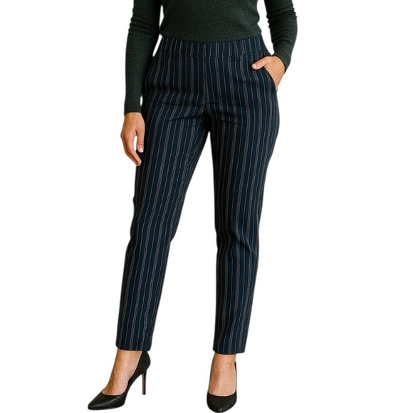 NWOT Maurices Medium Pinstripe Pull On Stretch Pants Elastic Waist - Picture 1 of 7